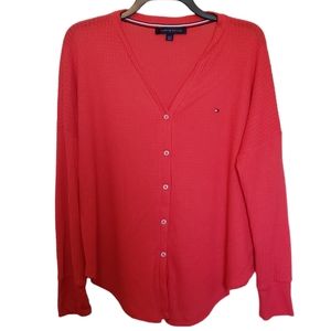 Tommy Hilfiger Pink Oversized Waffle Knit Sweater Size Small